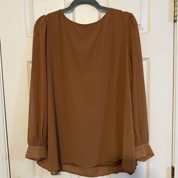 Zenana Long Sleeve Blouse Rust | Pearl Accents | NWT | Size Small - Picture 1 of 4